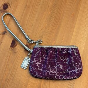 Coach Signature Pattern Purple Wristlet